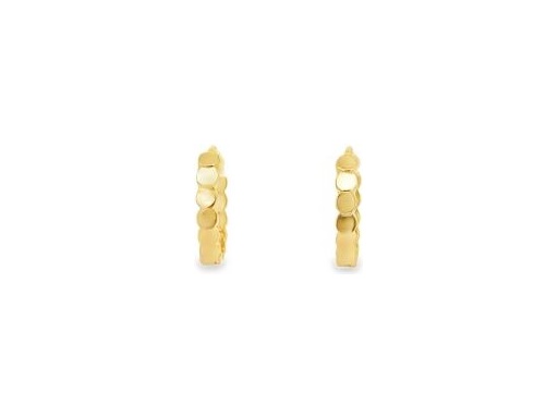 18K Yellow Gold Geometric Block-Pattern Hoop Earrings